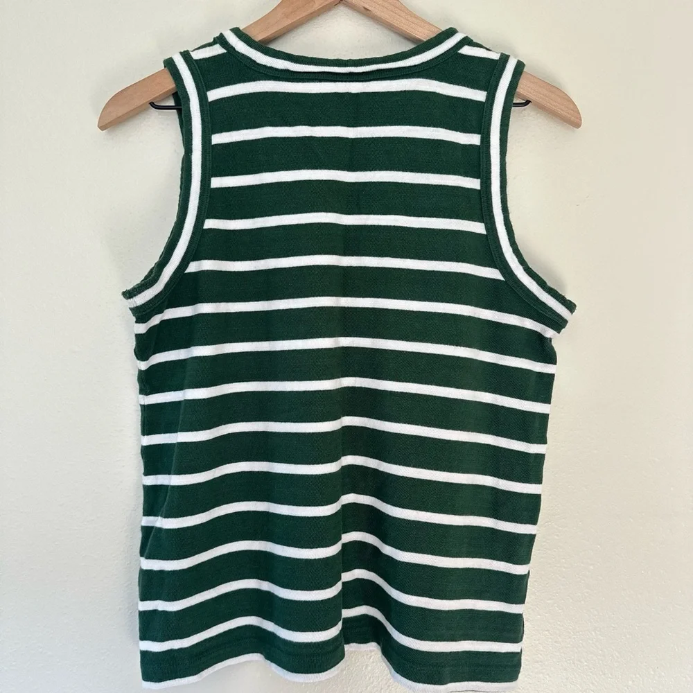 LOFT Dark Green and White Striped Sleeveless Tank - Picture 5 of 7